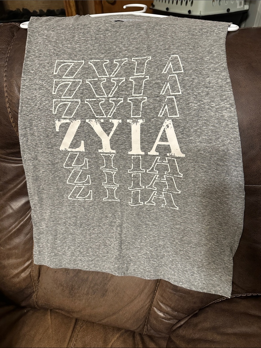 ZYIA Gray Muscle Tee with White Logo
